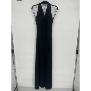 VTG Y2K Ellen Tracy Linda Allard floor length Black Halter Dress Whimsigoth Sz.8